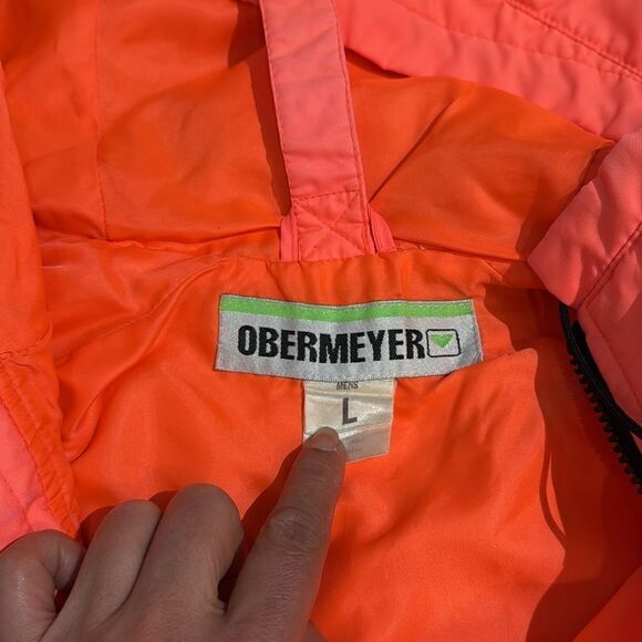 Obermeyer Mens Vtg Ski Jacket kangaroo pocket  Hooded Half Zip Snowboard Sz L - Picture 8 of 13